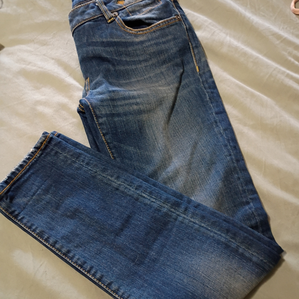 R13 Distressed Skinny Jeans in Medium Blue Wash - Picture 7 of 8